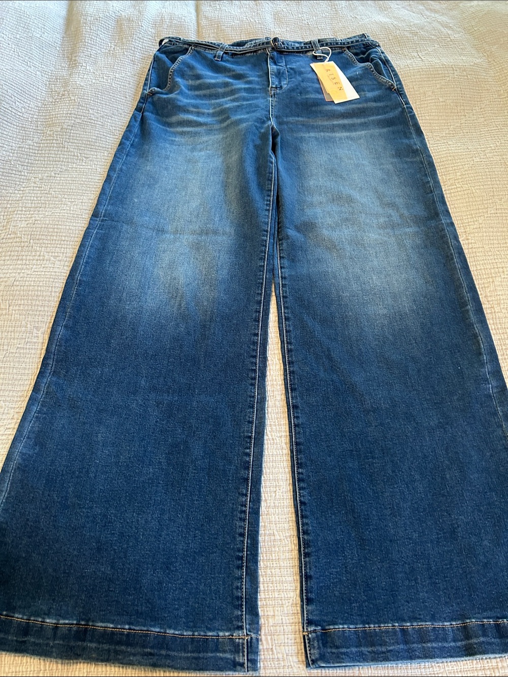 Risen Wide Leg Women's Jeans - Blue Flare Denim